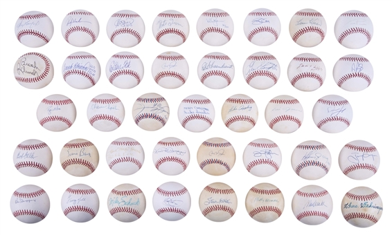Lot of (39) Hall of Famers & Stars Single Signed Baseball Lot With Albert Pujols, Ken Griffey Jr., David Ortiz, Willie Mays, Sandy Koufax & More (Beckett PreCert)